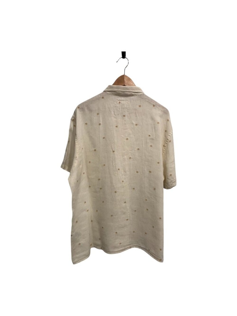 Madewell Men’s 100% Linen Camp Shirt Large Ivory Embroidered Dot Button Front Co - Picture 3 of 6